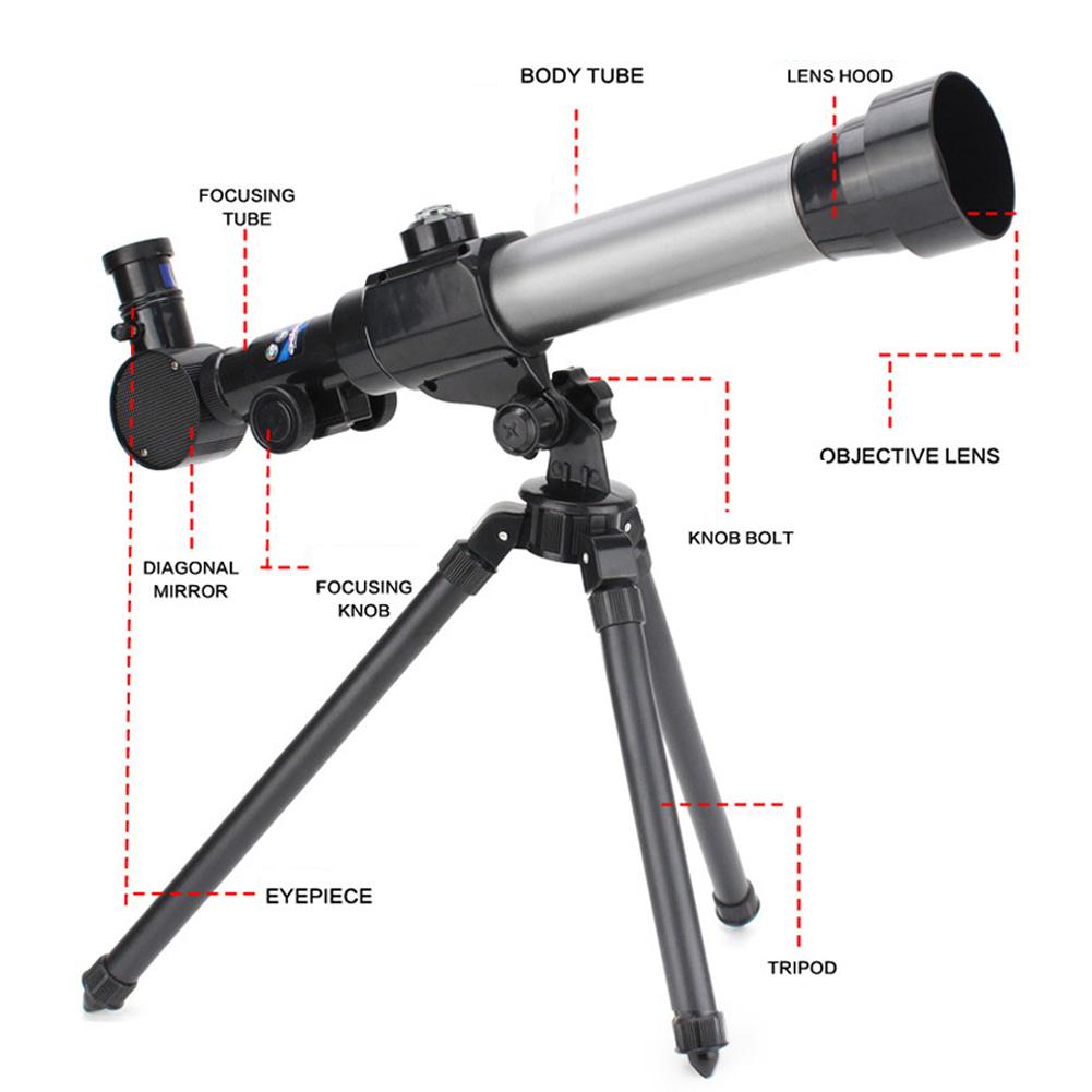 20x 30x 40x refraktor videnskab og uddannelse hd astronomisk teleskop til børn combo med strækbart stativ 50mm