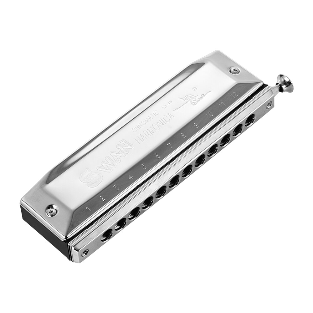 Swan SW-1248 12 Holes Chromatic Harmonic C Key 48 Tones Mouth Organ with Storage Case Cleaning Cloth for Beginners Intermediate