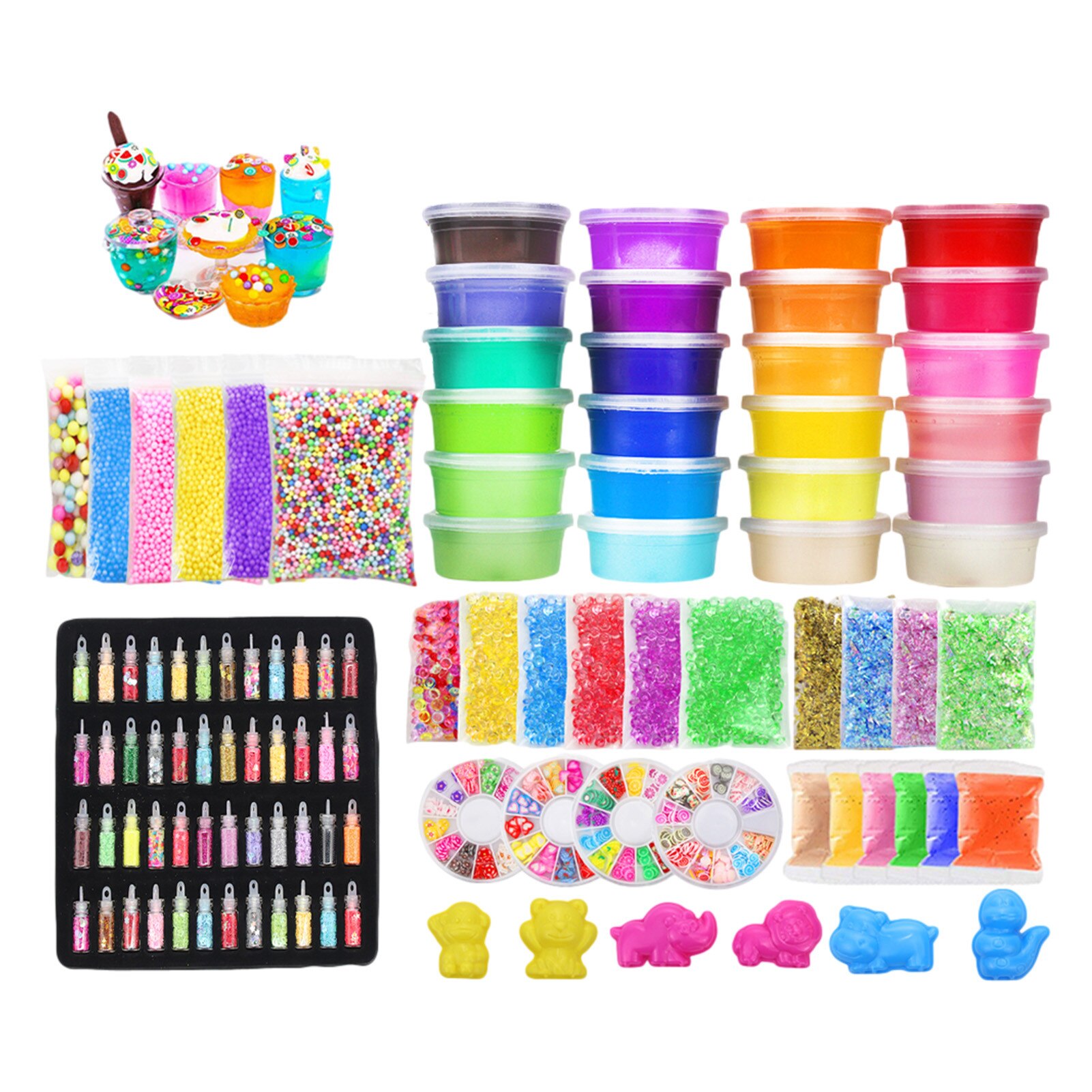 24colors Kids DIY Slime Kit Slime Charms Glitter Jars Slime Supplies Kit For Children
