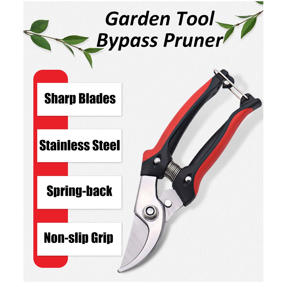 Bypass Pruner Stainless Steel Pruning Shears Garden Cutting Tool Cut Thickess of 1.96in for Rose Bushes Patio Lawn