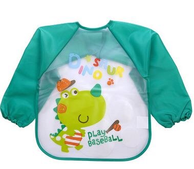 Leuke Cartoon Slabbers Lange Mouw Art Schort Dier Kiel Kinderen Bib Burp Kleding Zachte Voeden Eet Peuter Waterdichte Baberos: 4konglong
