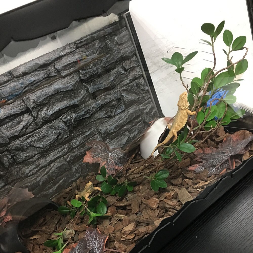 For Lizard Frog Spider Snake Reptiles Pets Habitat Decor Artificial Plastic Terrarium Plant Leaves Branches Simulated Plant