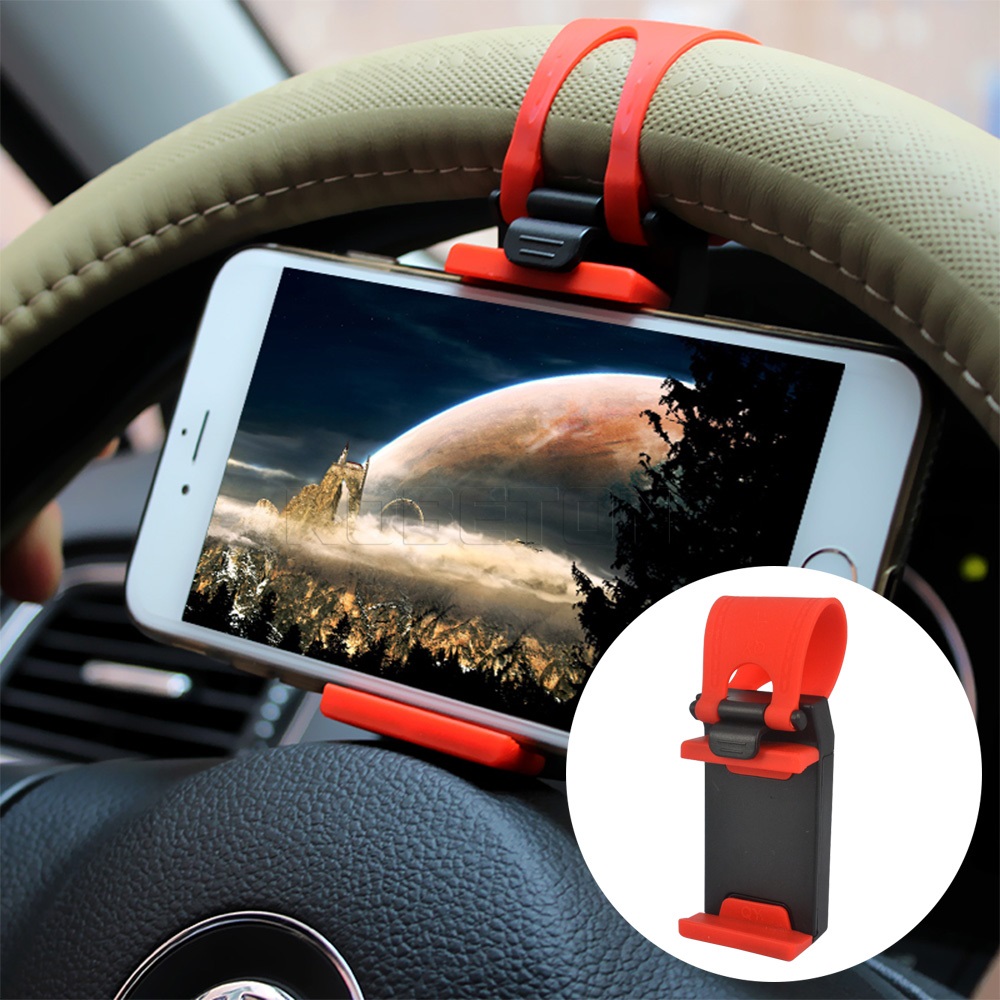 Kebidumei Flexible Steering-Wheel Mount Car Phone Holder Gadget Accessories Interior Support Iphone Samsung For safety