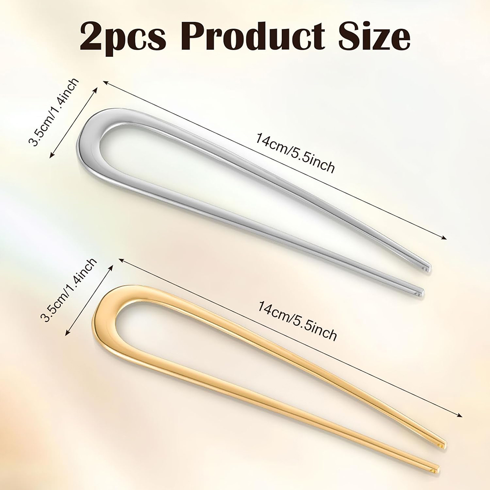 2 uds horquillas francesas horquillas para el cabello de 5,5 pulgadas de Metal en forma de U horquilla para el cabello Vintage francés para mujeres niñas peinado