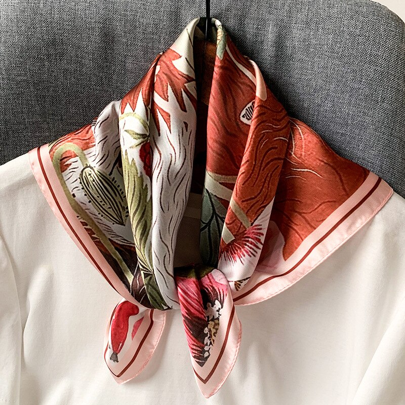 Luksus tørkle silke hårskjerf til kvinner skrive ut bandana hode sateng skjerf 53*53cm små pannebånd hals skjerf til damer
