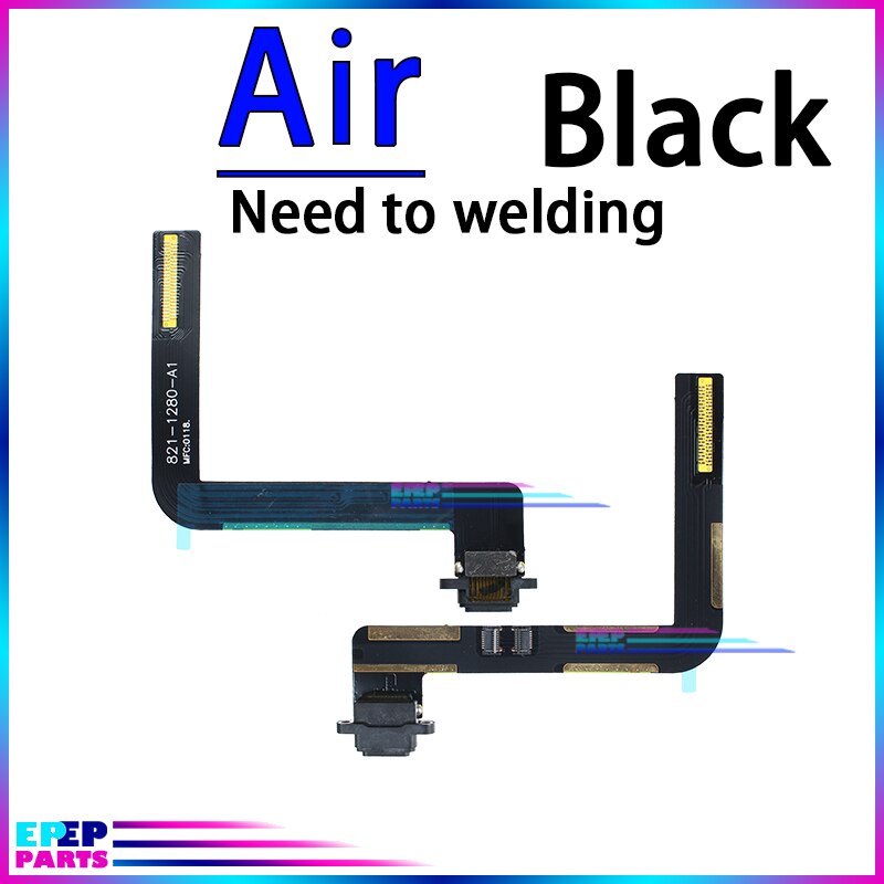 Usb dock-stik ladeport kabel til ipad air 2 3 4 air 3 air 4 3rd 4th generation oplader flex board modul: Luft sort