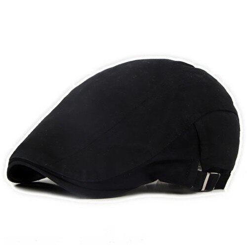 Justerbara basker mössor utomhus sol andas benbrädshattar unisex dam herrbenet solid platta basker mössa hatt: Svart