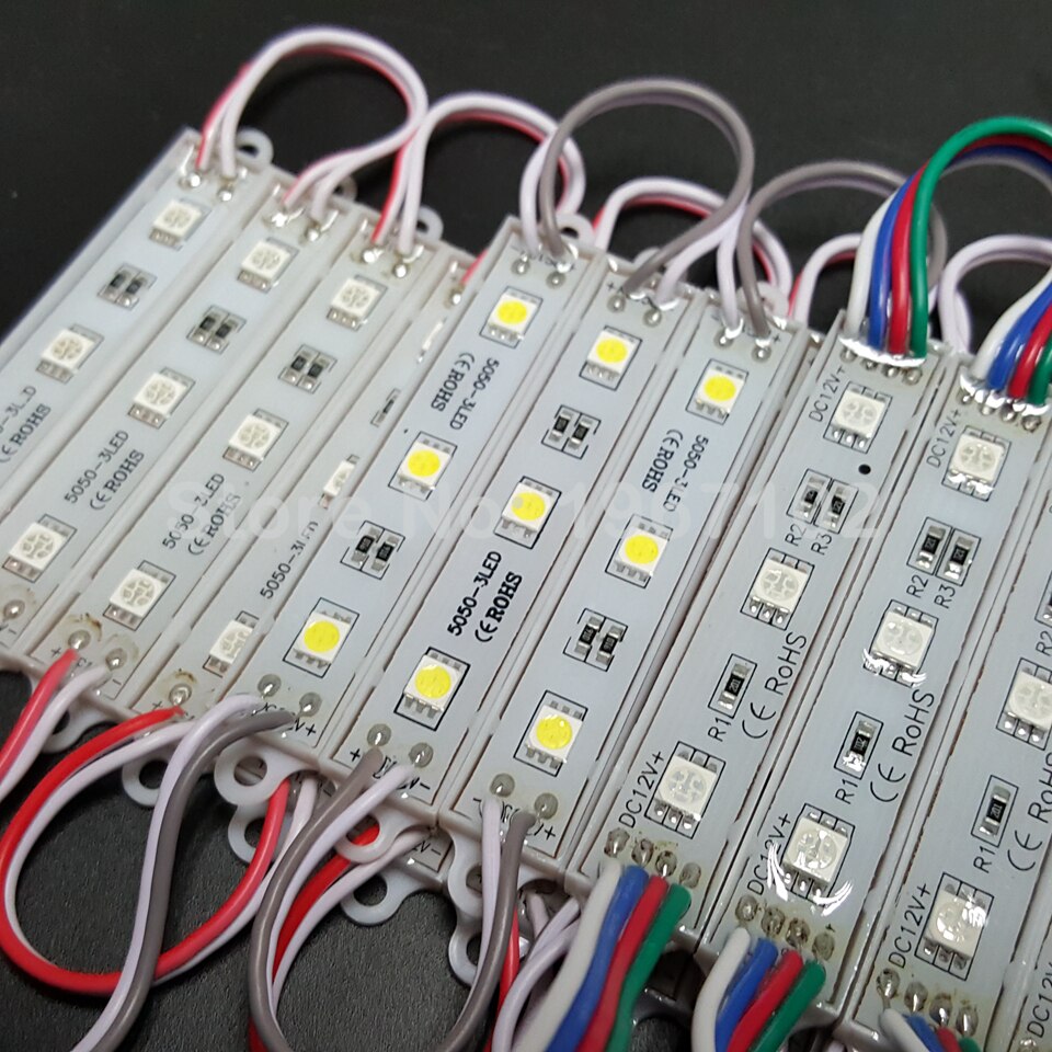 20pcs IP65 5050 3 LED Module Waterproof Warm White,White,RGB Injection Molding Light for DC 12V