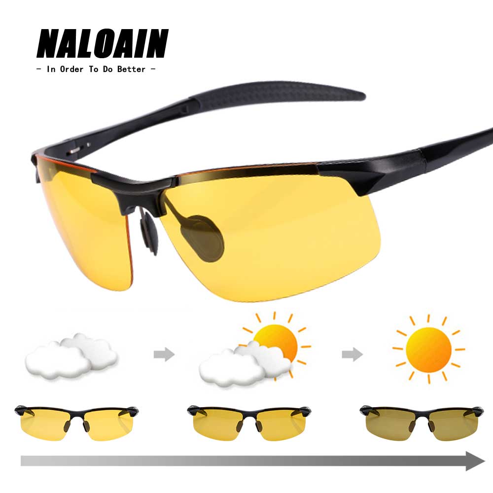 Naloain nattesyn briller fotokromiske solbriller gul polariseret linse  uv400 kørebriller til chauffører sport mænd kvinder