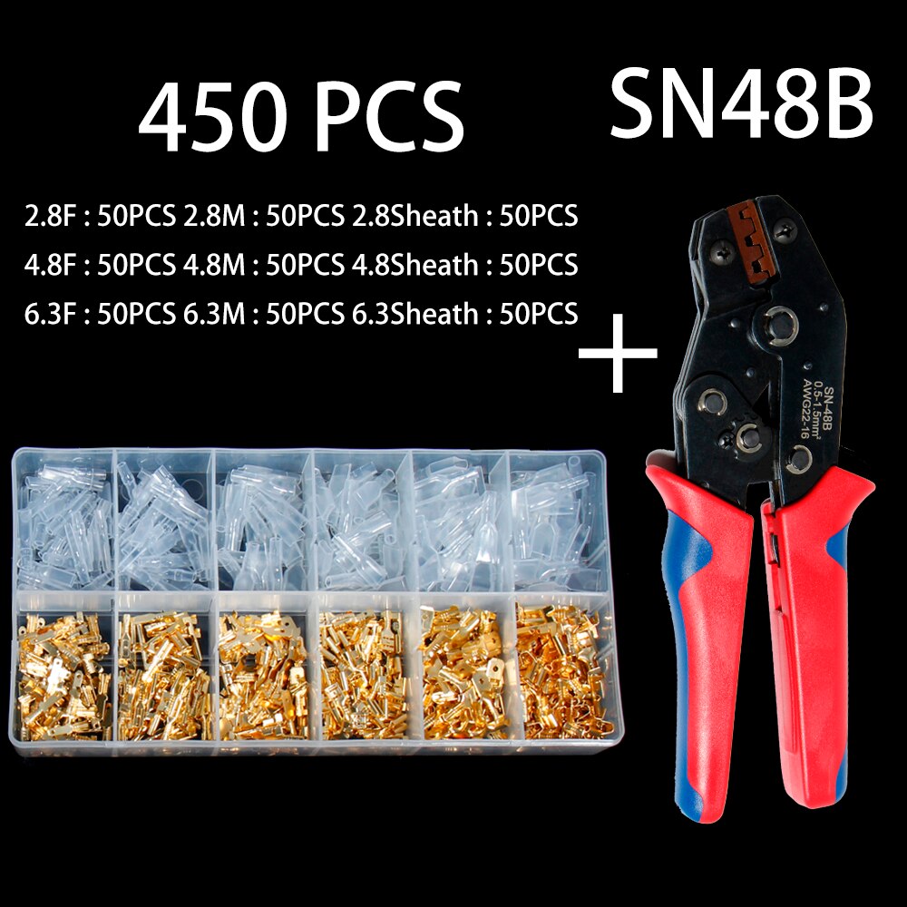 2.8/4.8/6.3mm SN48B golden box insulated wire crimp sheath wound connector plug press-insert spring insert quick simple terminal: 450 48B  J