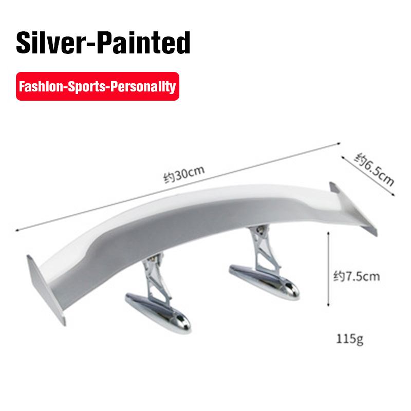 Universal Car Modified Rear Wing Carbon Fiber Painted Car Rear Spoiler Small Car Trunk Exterior Wing Parts Car Styling: Silver-Painted