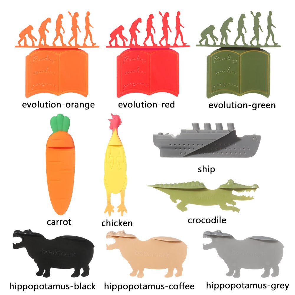 3D Book Markers Page Holder Simple Style Carrot Crocodile Hippopotamus Animal Bookmarks Kids Cute Cartoon Stationery