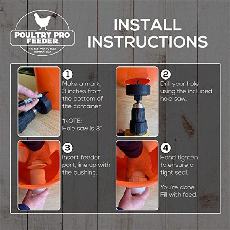 5pcs/set Chicken Feeder Automatic Port Rain Proof Poultry Feeder Gravity Feed Kit Suitable for Buckets, Barrels, Bins, Troughs