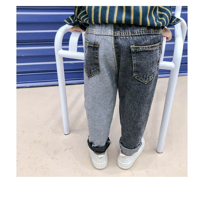 Color block moda jeans bambino Casual Denim abbigliamento per bambini cotone ragazzi pantaloni lunghi bambini ragazze abbigliamento pantaloni sportivi primavera