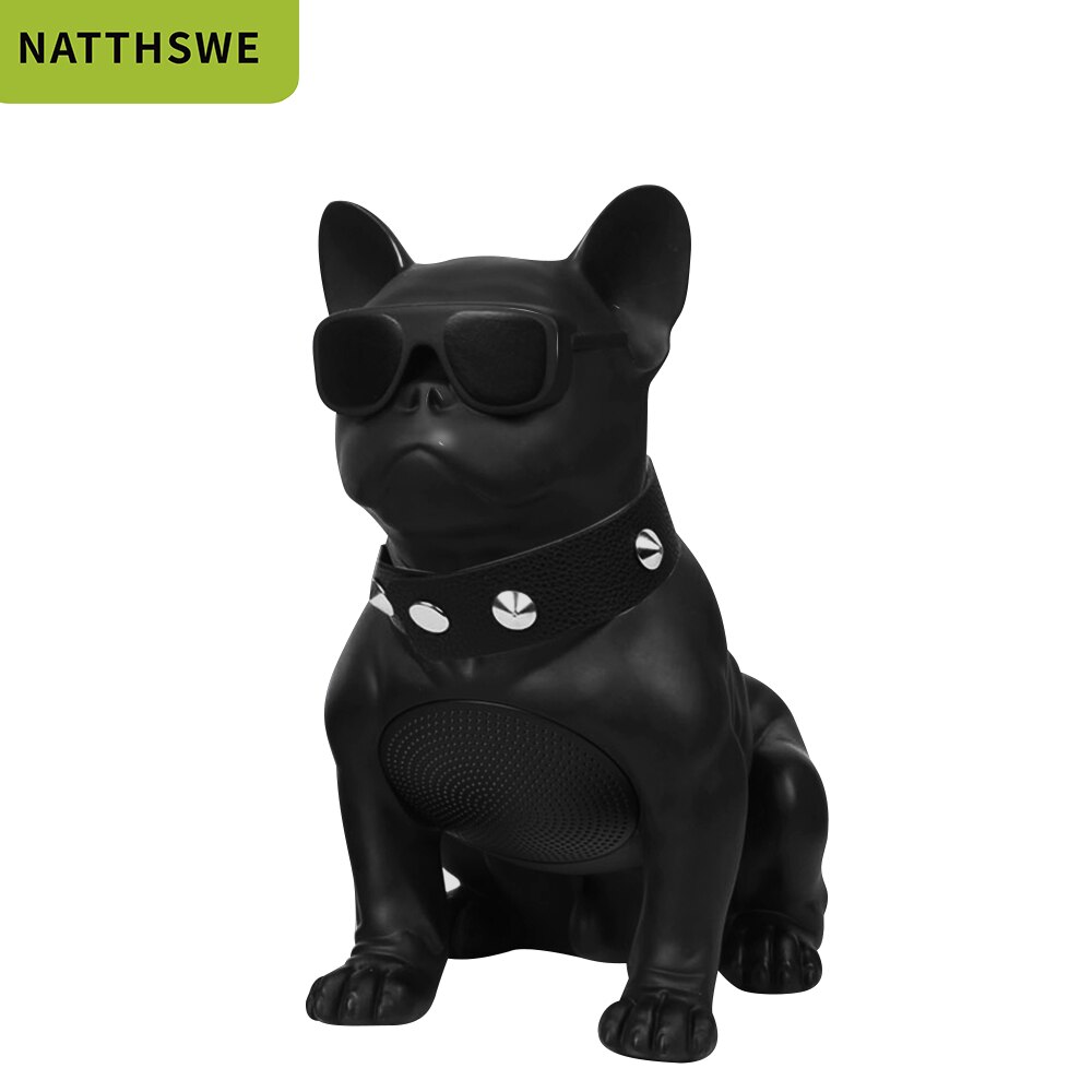 Natthswe trådløs højttaler lille bulldog bluetooth højttaler aerobull nano trådløs bluetooth højttaler udendørs bærbar bashøjttaler: Sort