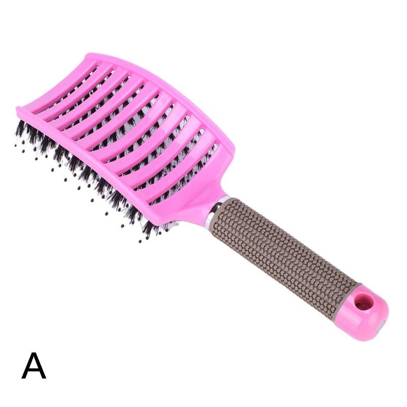 Anti Klit Hairbrush Brushy Women Hair Scalp Massage Comb Bristle&amp;nylon Hairbrush Wet Curly Detangle Hair Brush Scalp Brush: pink