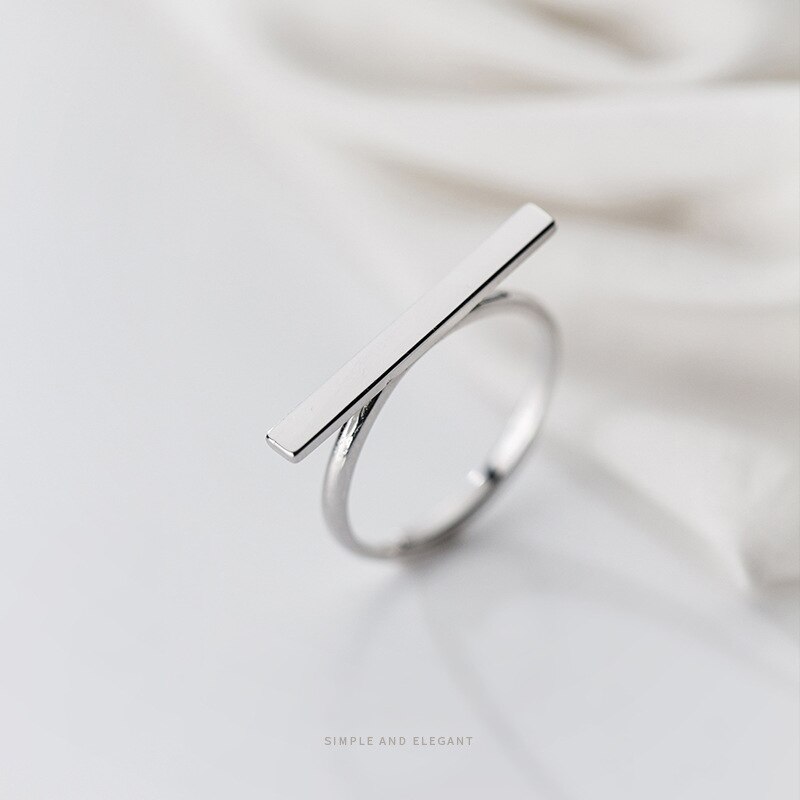 Modian Simple Geometric Open Adjustable Finger Ring for Women Authentic 925 Sterling Silver Line Ring Fine Jewelry