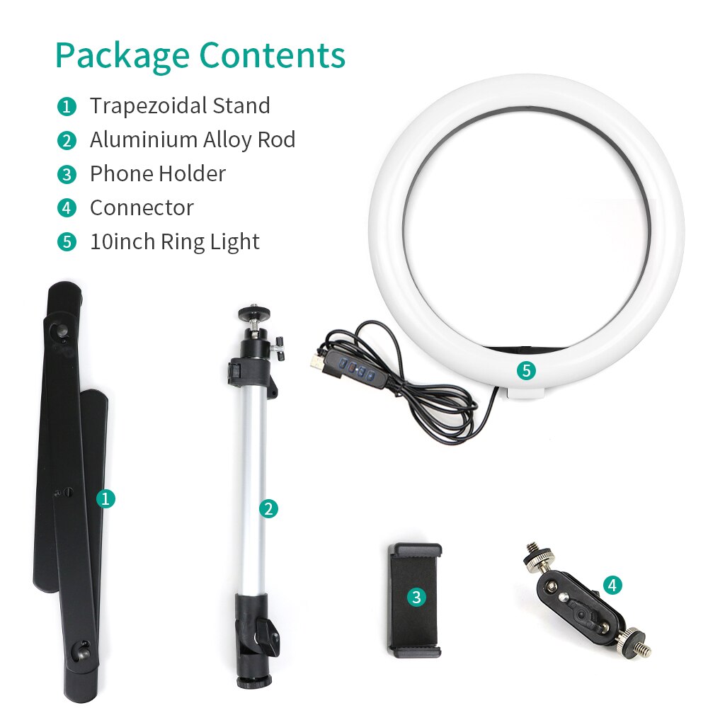 Led Ring Licht Ringvormige Lamp Voor Iphone Telefoon Make Fotografie Verlichting Camera Studio Vulling Lamp Met Statief Telefoon Houder Stand: 26cm Ring Light Sets