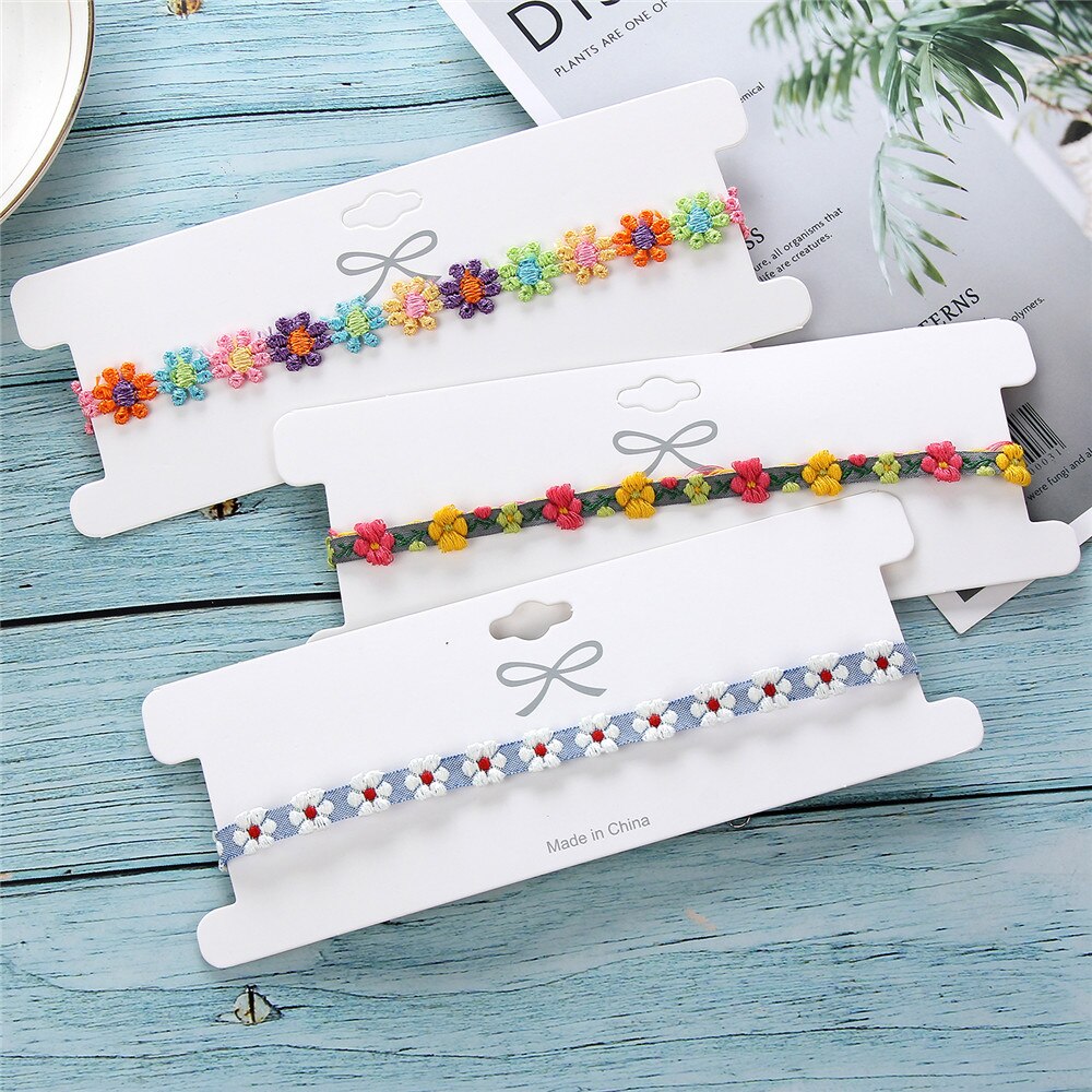 Korea Boho Bloem Charmes Ketting Ketting Choker Voor Vrouwen Meisje Harajuku Halsbanden Leuke Daisy Stof Kant Sieraden Vriendin
