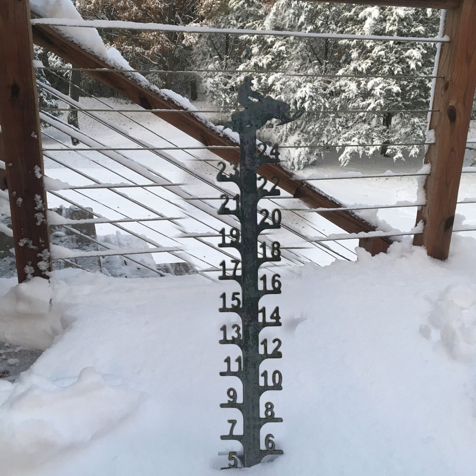 Snow 24 Snow Gauge, Snowmobile Snow Gauge, Handmade Metal Garden Snow Gauge Garden Pile, Rain Gauge Outdoor Decoration