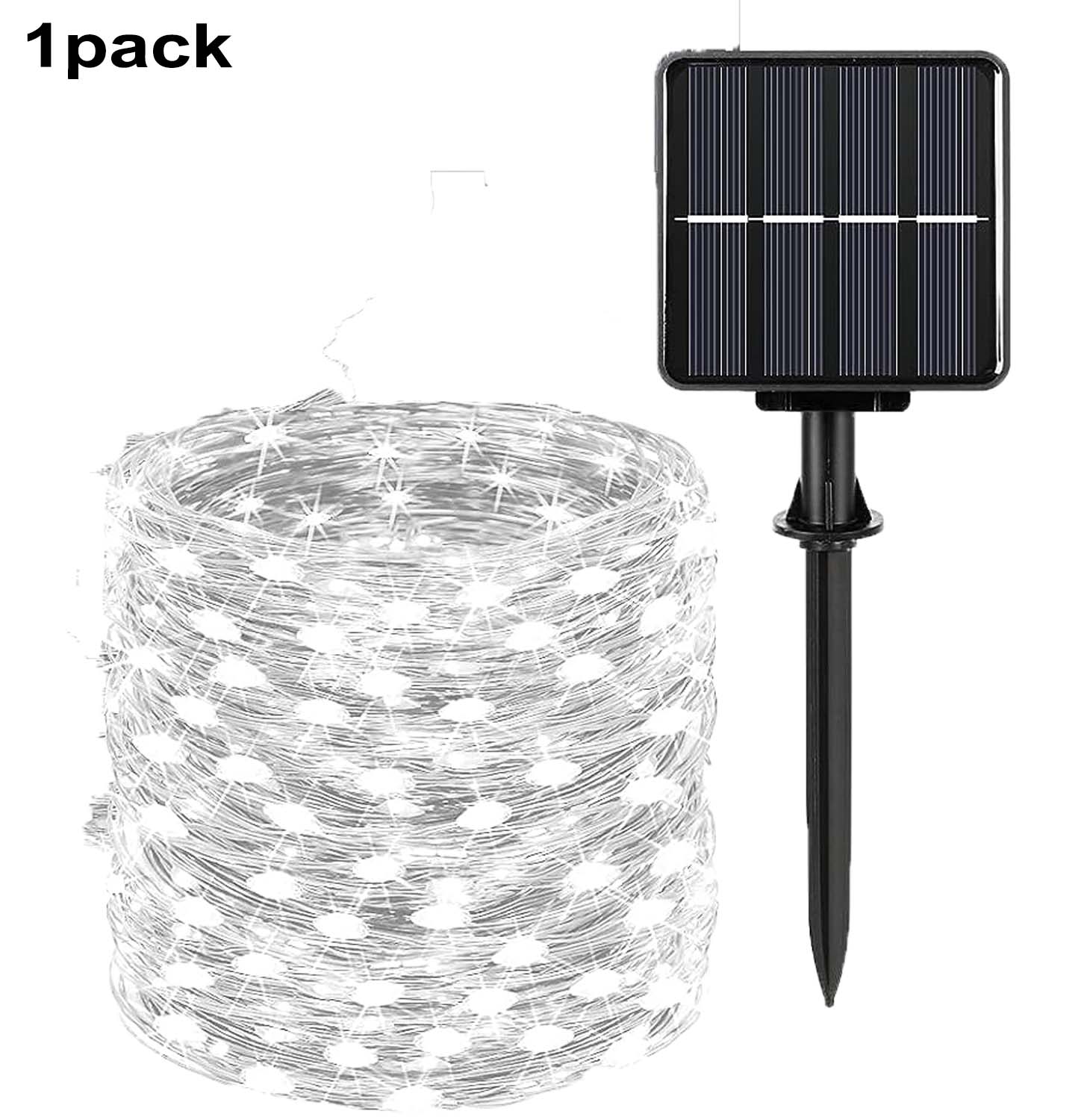 Pack of 4 Solar Fairy Lights Outdoor 400LED Fairy Lights Outdoor 8 Modes Copper Wire IP65 Warterproof for GardenPatio Yard Party: Sea Blue / 11-15W
