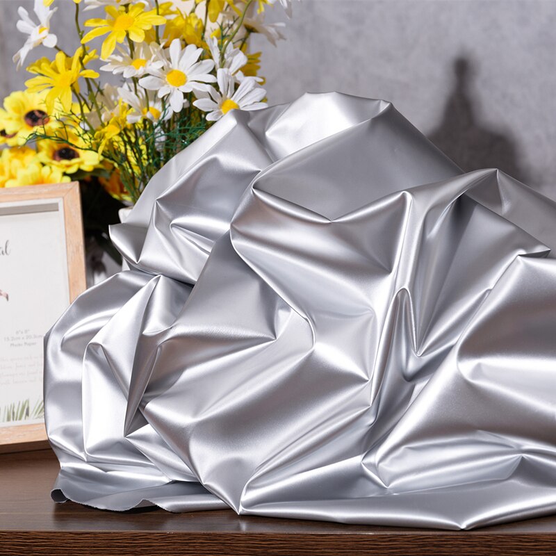 Down Jacket Fabric Fabric High-grade Imitation PU Disposable Light and Thin Waterproof Smooth Shiny Silver Garment Fabric