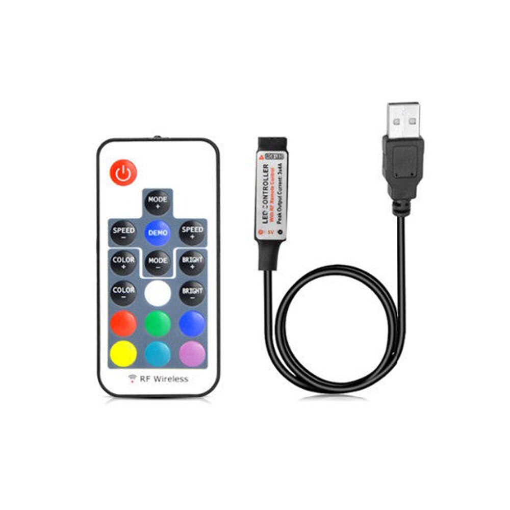5-24V USB LED Lights Controller IR RF Remote RGB Controller 17-24 Key Music LED Controller nastro luminoso indirizzabile: 17 key RF