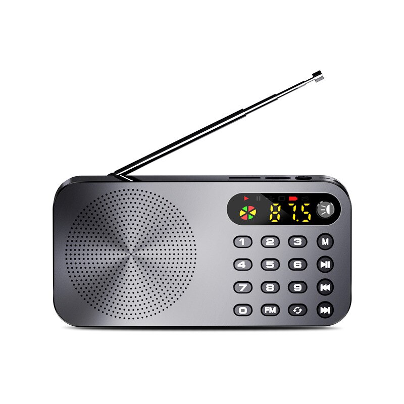 Mini Fm Radio Draagbare Fm Ontvanger Met Led Display Led Light Ondersteuning U Disk Tf Card Hoofdtelefoon Spelen 3600Mah oplaadbare Batterij: Black