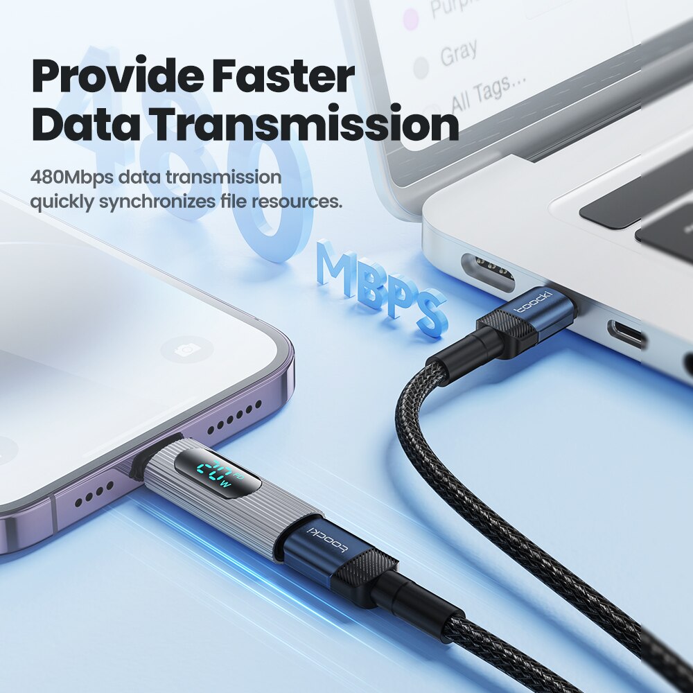 Toocki USB 2.0 wyświetlacz OTG Adapter PD 20W szybkie ładowanie błyskawicy męskie do typu C złącze żeńskie dla iPhone 15 14 13 konwerter