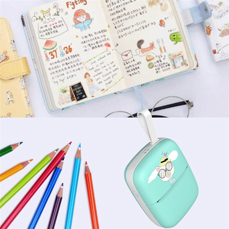Mini Draagbare Thermische Printer 203Dpi Foto Pocket Printing Draadloze Bluetooth Label Printer Papier Voor Android Ios Kids