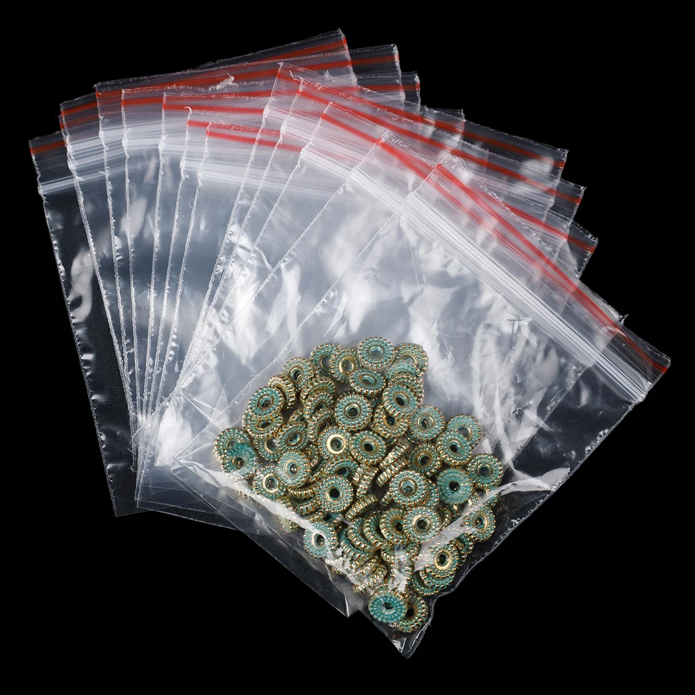 Tykkere gjennomsiktig selvforseglende pose smykker skopakking plast oppbevaringsposer gjenlukkbare glidelåser forseglingspose tykkelse 0.05mm