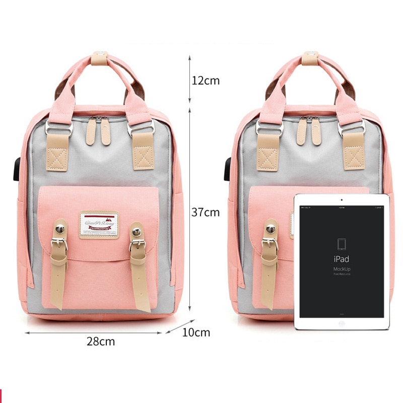 USB Backpack Women Shoulder Bag Female Laptop Backpacks For School Teenagers Girl Preppy Style Student Travel Backpack