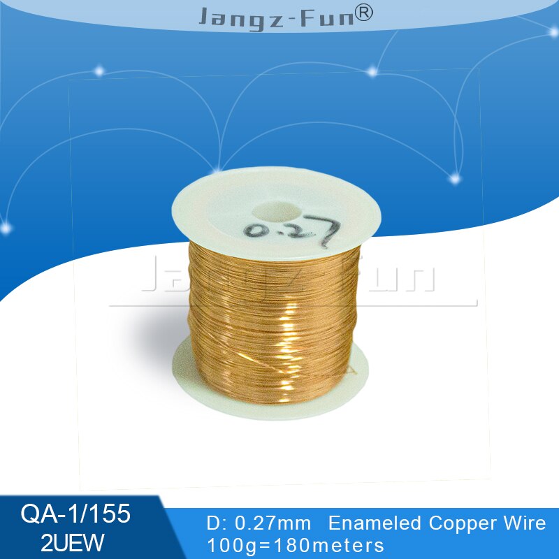 100g polyuretanemaljerad koppartråd lackerad diameter 0.1mm to 0.4mm qa -1/155 2 uew för transformatortrådbygel: 0.27mm 180 meter