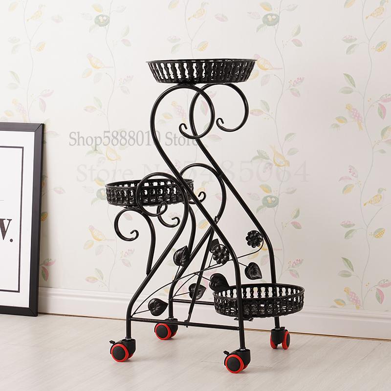 Multi-layered Wheeled Wrought Iron Mobile Flower Stand European-style Assembly Balcony Simple Corner Living Room Rack Garden: Sparks Fy 7