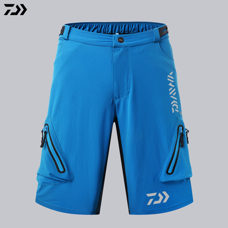 Shorts mænd sommer vandtætte bukser fisketøj åndbar udendørs sportsbukser shorts lommer fiskeshorts: Blå / S