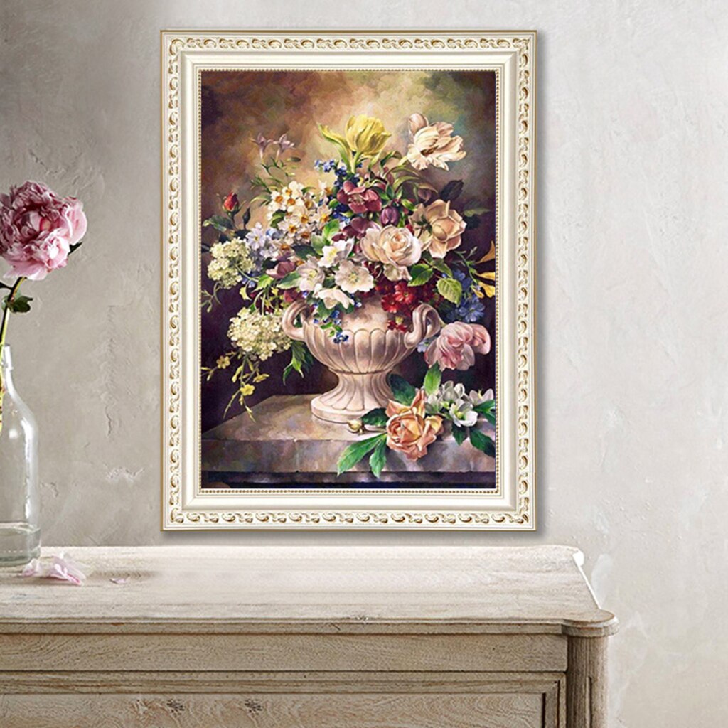 5D Diamond Painting by Number Kit, Floral Embroidery Cross Stitch Picture Supplies Arts Craft Wall Sticker 30 x 20cm