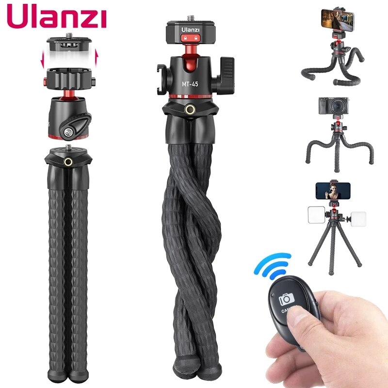 Ulanzi MT-45 Octopus Flexibel Statief Voor Telefoon Dslr Camera Vlog Statieven Met Klauw Quick Release Plaat Systeem Balhoofd Koude Schoen