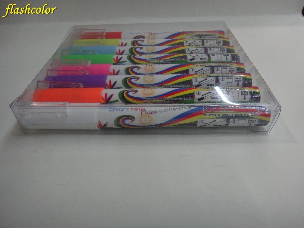 Flashcolor highlighter flytande krita märkpennor för skolkonstmålning 8 färger rund&mejsel spets 6mm 3mm