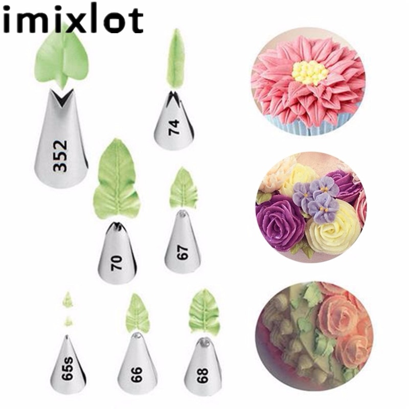 Imixlot 7 Stuks/set rvs Naadloze Medium Decoreren Mond Wilton Stijl 2D Nozzle Tips Voor Cake Decoratie Om
