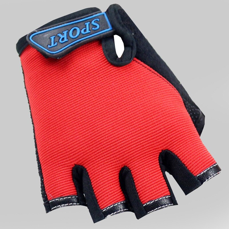 Children Cycling Half Finger Bicycle Gloves High Elastic Non-slip Child Kid Bike Gloves Riding Outdoor Camouflage Equipment: Red
