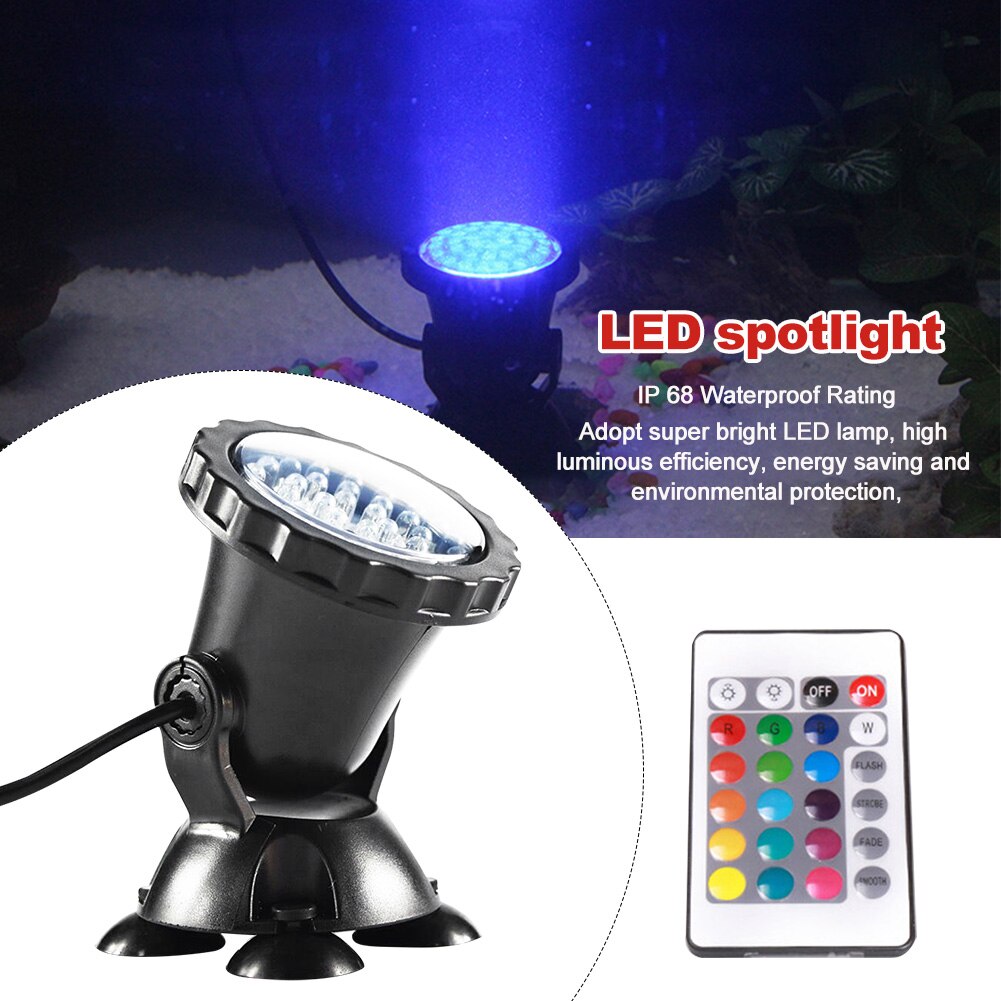 RGB Remote Control Suction Cups Waterproof IP68 Submersible Spotlight Waterfall Lawn Light Pond Pool Color Changing Landscape: 1 / UK