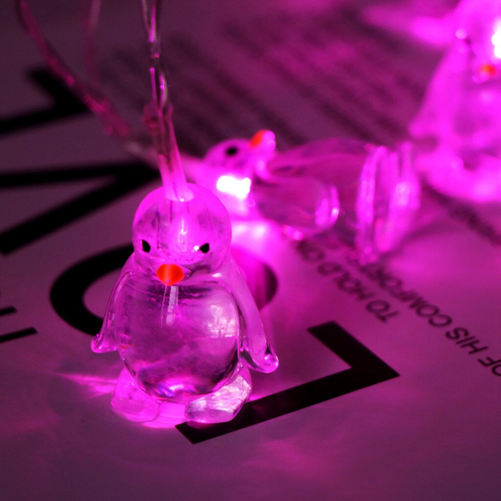 Penguin Animal Shape String Lights 10 LED 1.65M Hanging Lamp Christmas Decorations for Home Merry Christmas Year Decoration: Pink