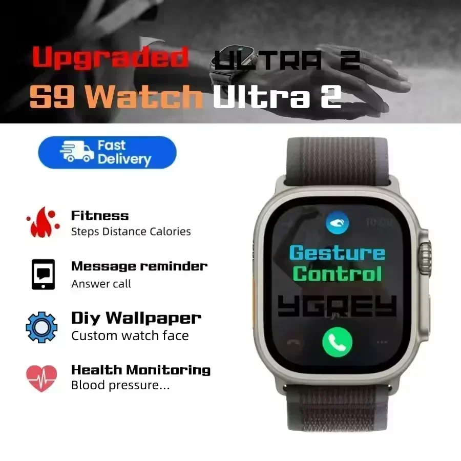 2025 Advanced D70 ULTRA3 2.2HD Amoled Square Smartwatch étanche avec surveillance de la fréquence cardiaque et suivi du sommeil