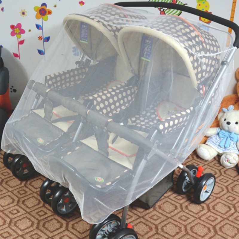 Dubbele Kinderwagen Klamboe Anti-Bug Mesh Hoes Voor Kinderwagen Baby Reisuitrusting