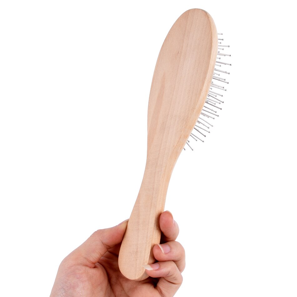 Wooden Handle Massage Hair Brush with Metal Pins Massage Hair Comb With White Air Cushion SY17D5