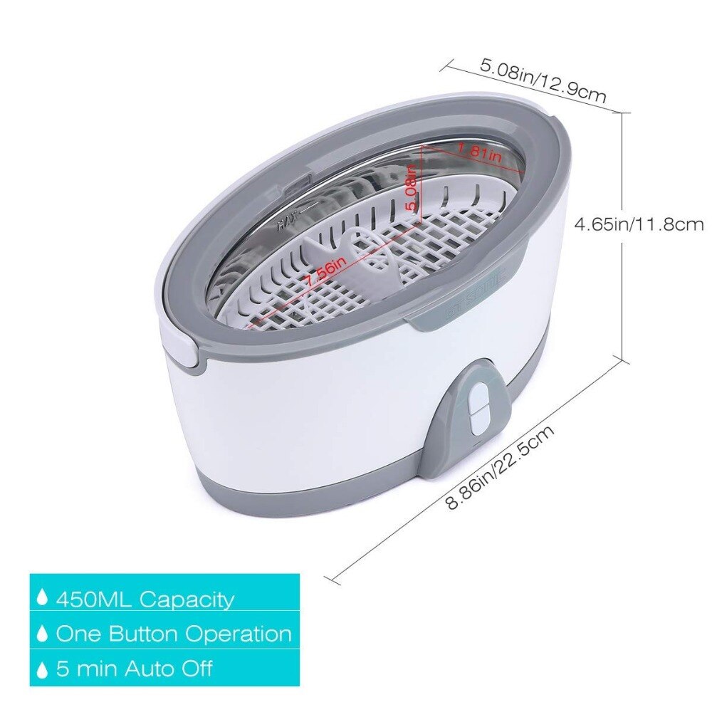 GT sonic 450ml Ultra sonique nettoyant bain minuterie bijoux brosse lunettes manucure pierres coupe dentaire rasoir pièces ultrasons sonic