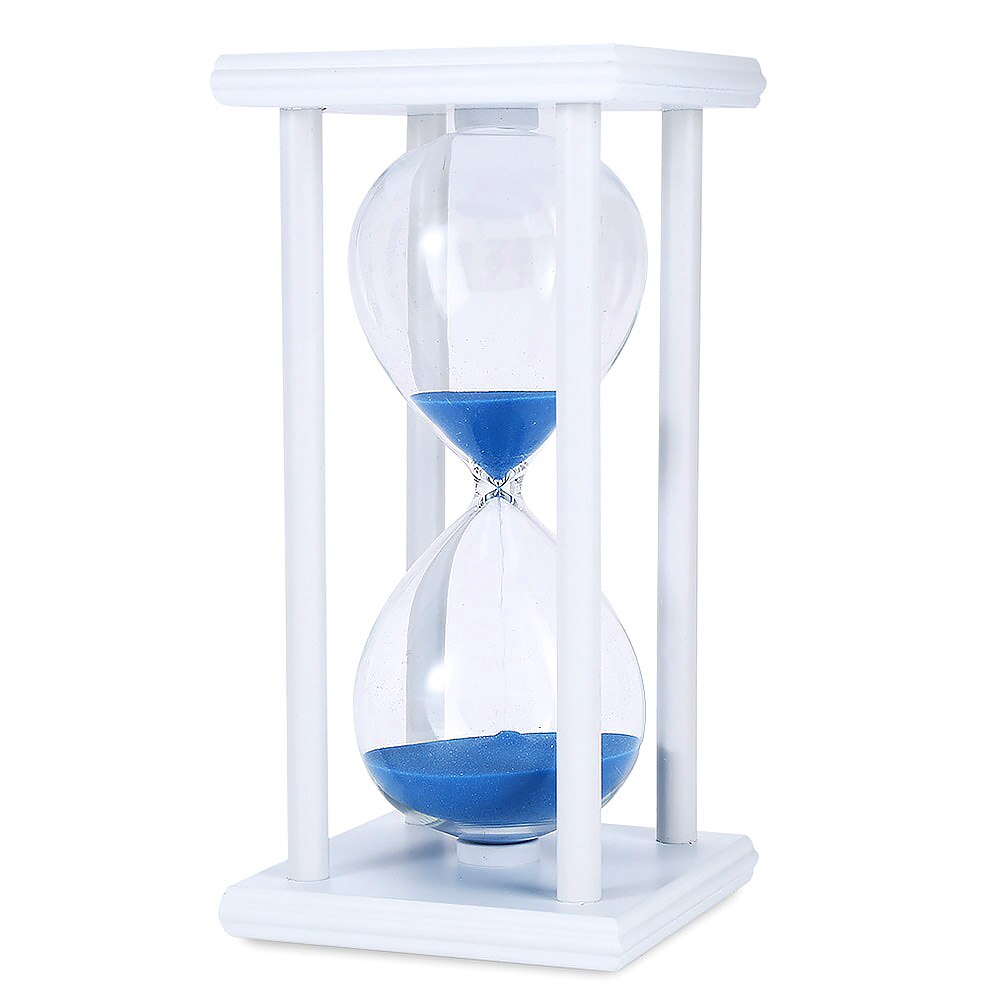 30 Minutes Time Counter Hourglass Sand Timer Retro Wooden Sandglass Clock: White Blue