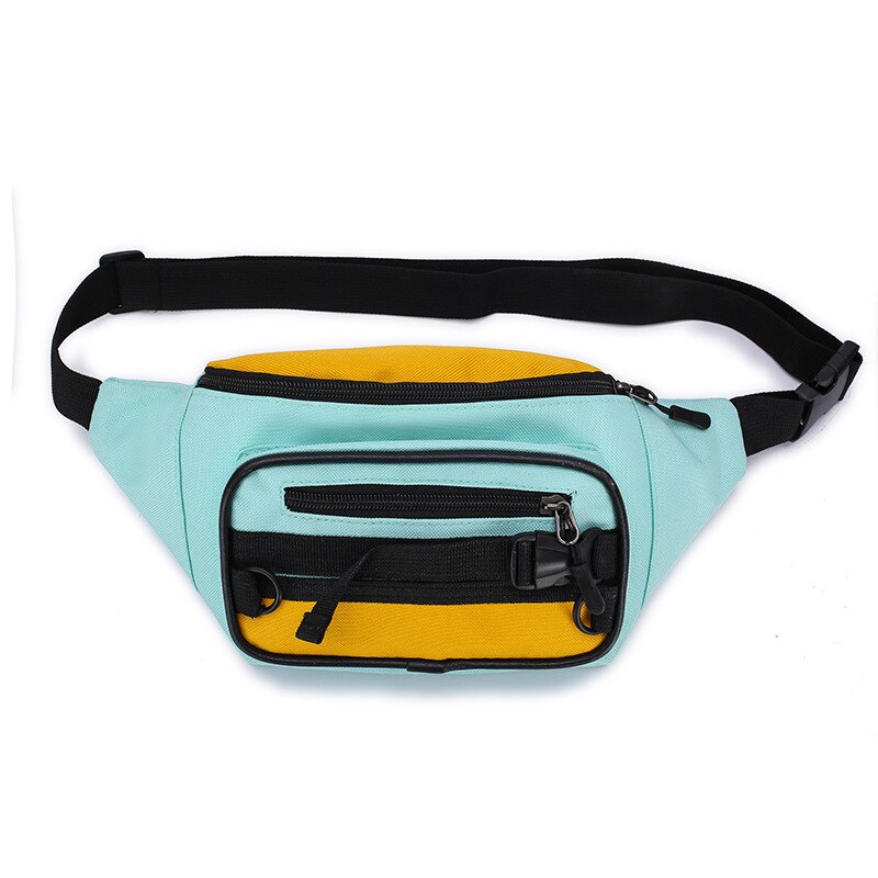 Riñonera de doble capa para mujer, bolso de cintura con parche de lona, bandolera de hombro para el pecho, riñonera de plátano: Green Waist pack