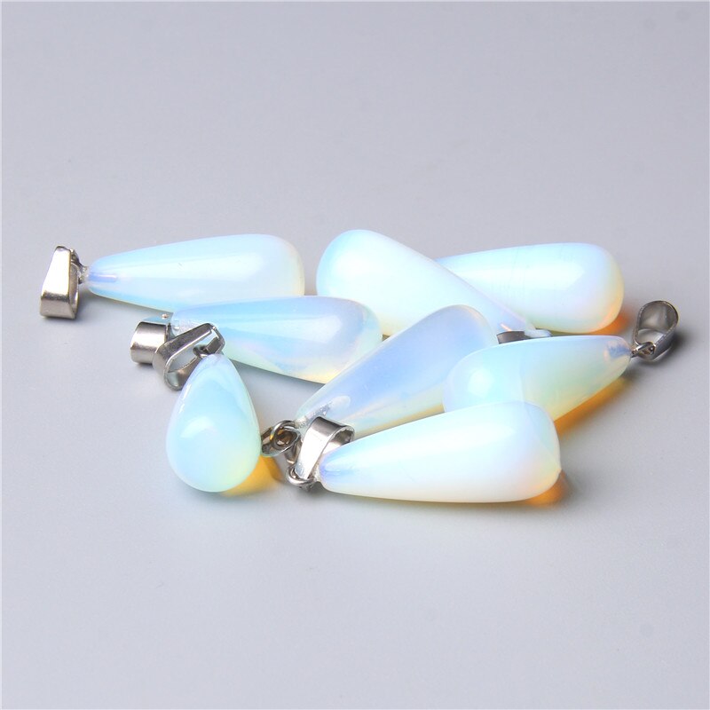 Grande pierre naturelle en forme de goutte d'eau, 5 pièces, pendentif Agates bleu en grès œil de tigre, Style Unique, collier à breloques, bricolage: 6.Opal stone