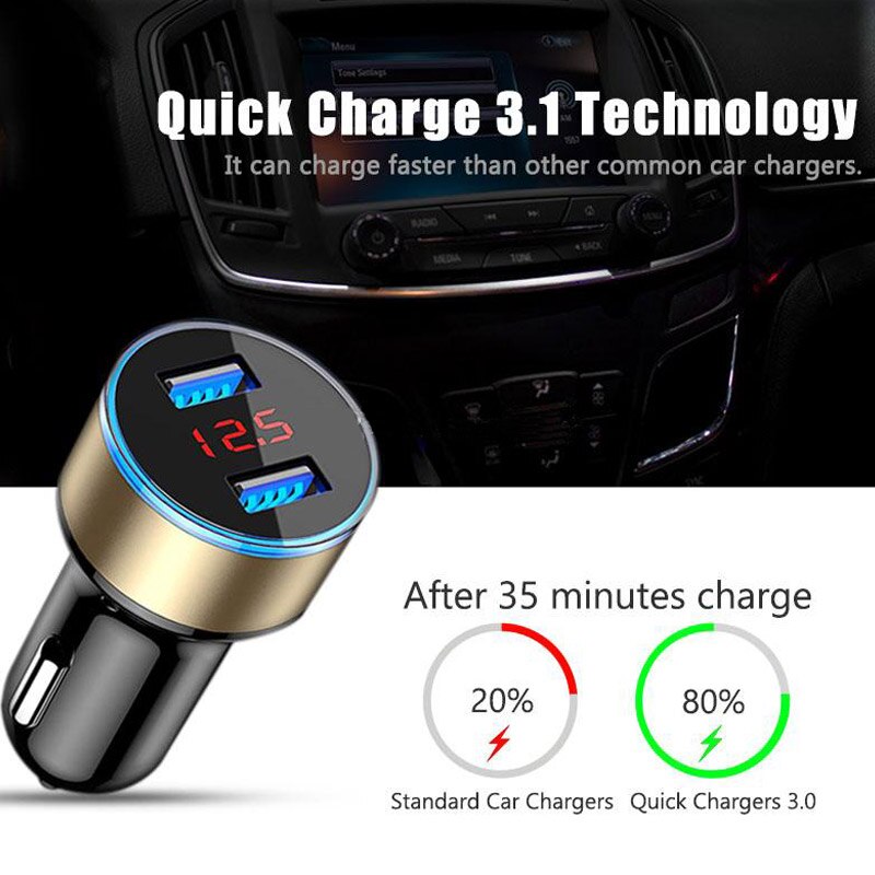 Universele Dual Usb Car Charger Adapter 3.1A Met Led Display Auto Voertuig Telefoon Auto-Oplader Voor Smart Telefoon/tablet